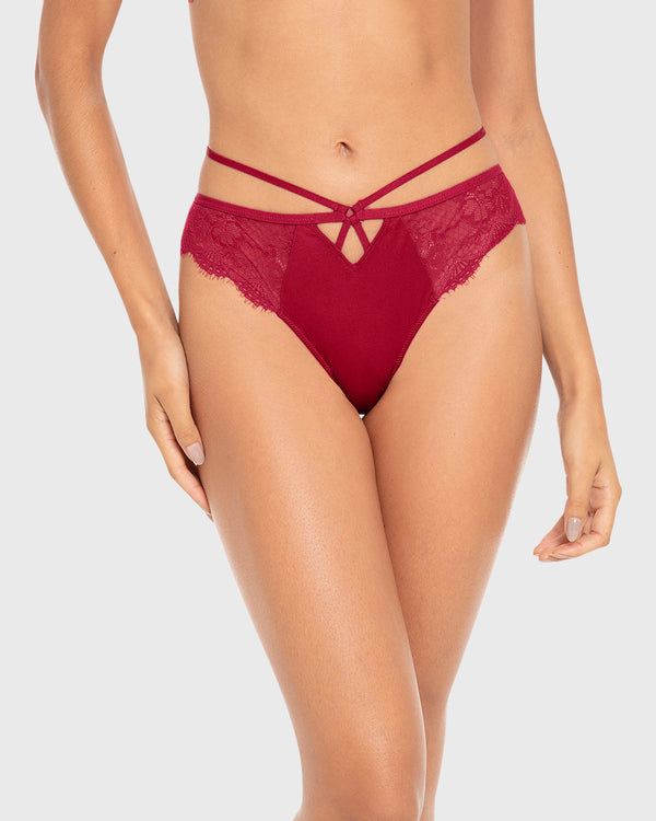 Isla & Evie Lace Brazilian Panty Rumba Red / S