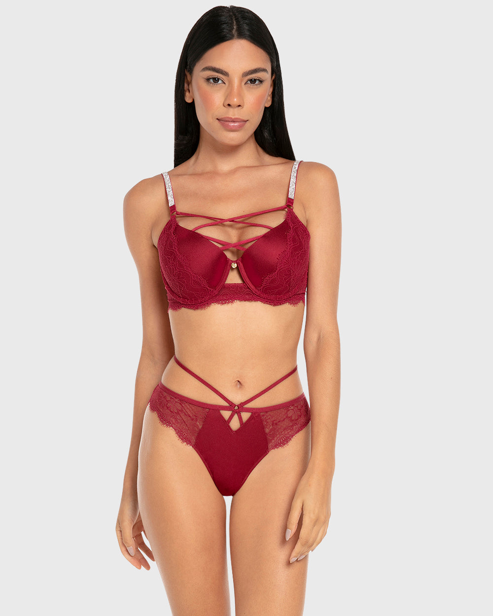 Isla & Evie Lace Brazilian Panty Rumba Red / S