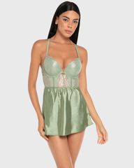 Isla & Evie Satin Wired Cupped Babydoll