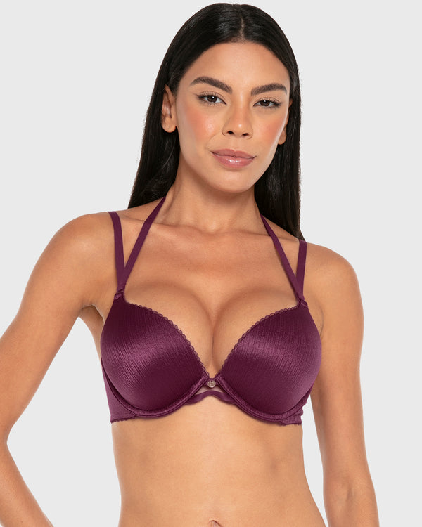 Isla & Evie Microfiber Double Push-Up Plunge Bra Dark Purple / 34B