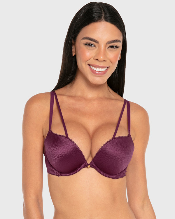 Isla & Evie Microfiber Gel-Padded Plunge Bra Dark Purple / 34B