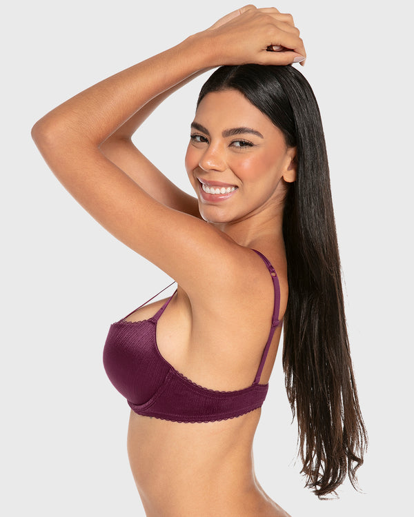 Isla & Evie Microfiber Gel-Padded Plunge Bra Dark Purple / 34B