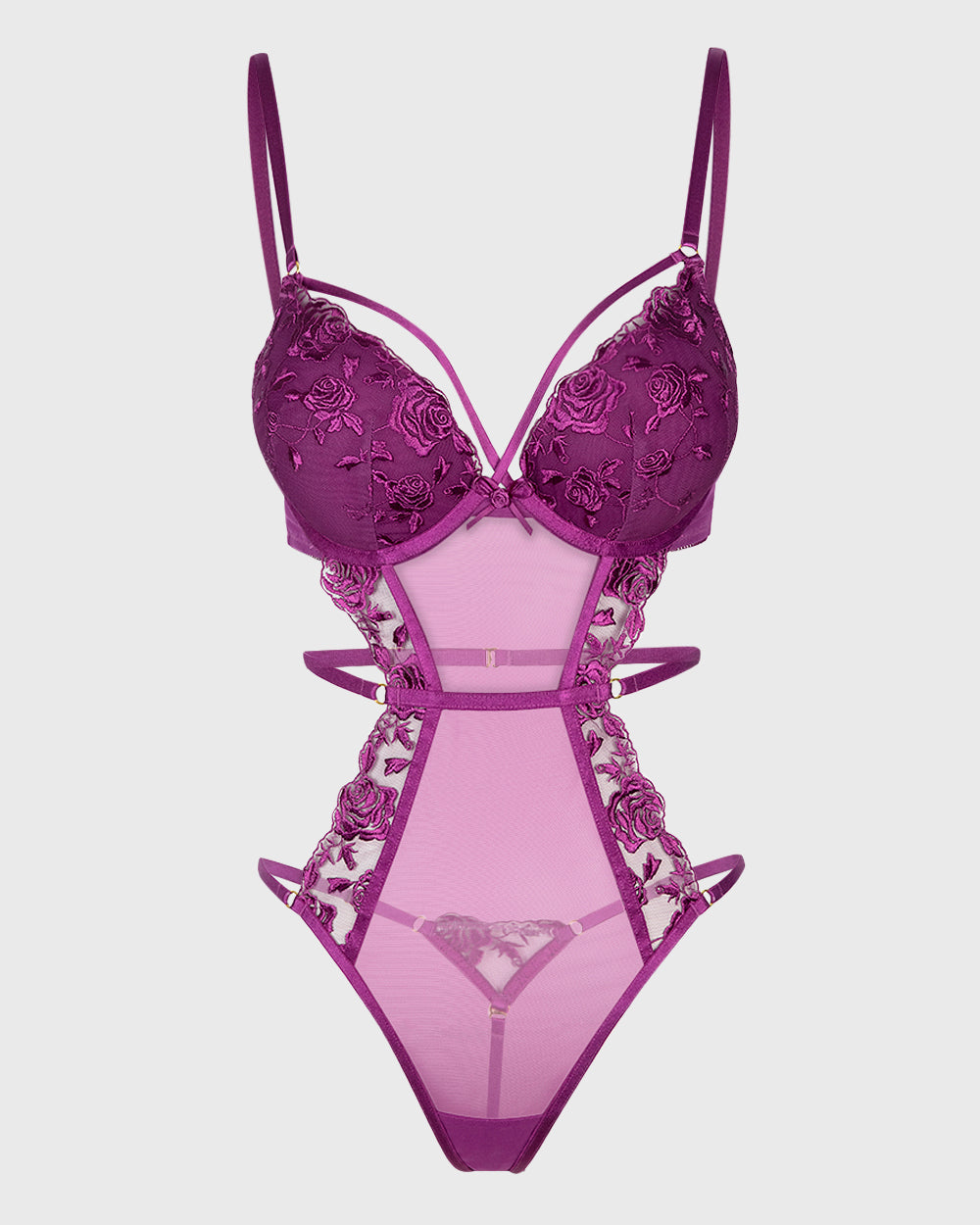 Isla & Evie Purple Potion Mesh Bodysuit