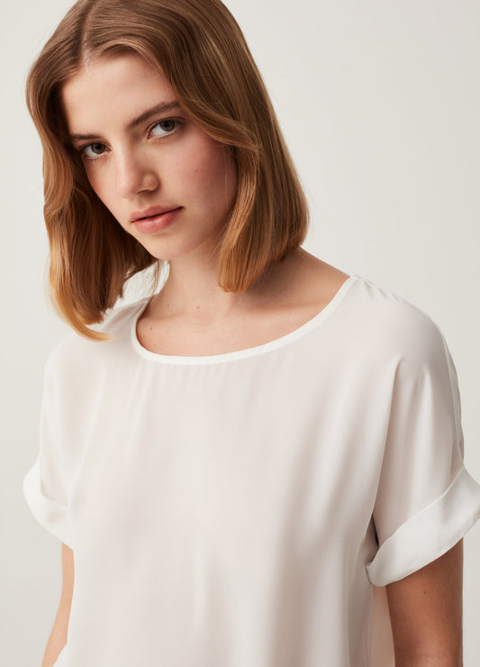 Satin Blouse With Kimono Sleeves