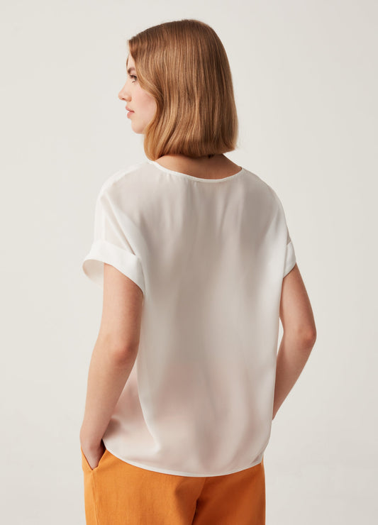 Satin Blouse With Kimono Sleeves