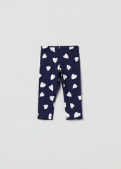 Jersey Joggers With Hearts Print