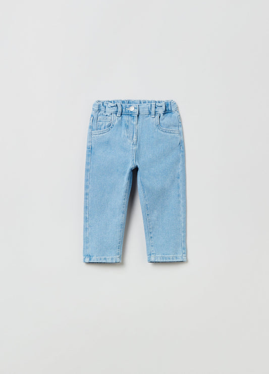 Ovs Kids Girl Five-Pocket Jeans With Floral Print