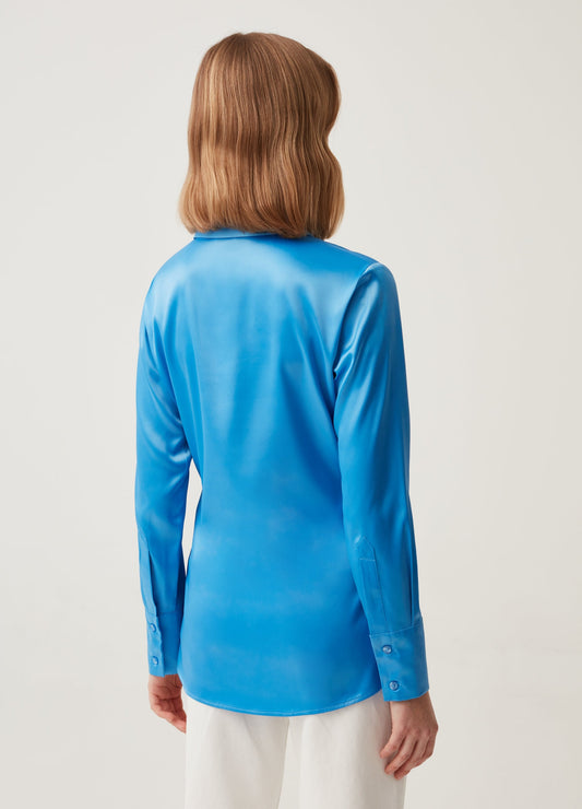 Solid Colour Satin Shirt