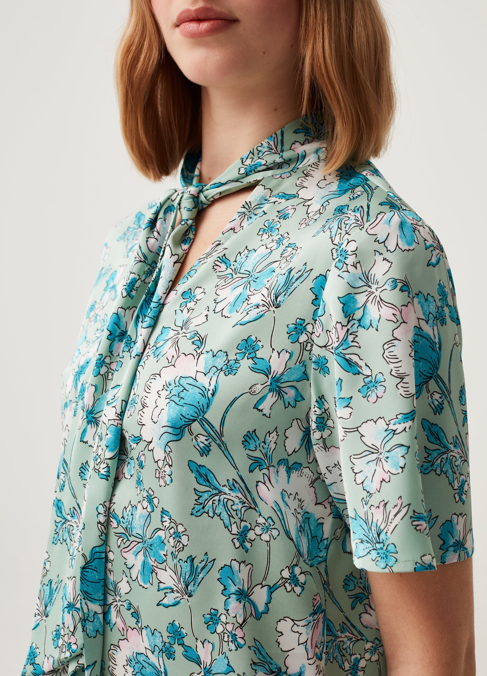 Ovs Satin Blouse With Foulard