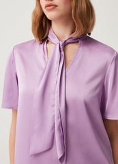 Satin blouse with foulard