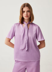 Satin blouse with foulard