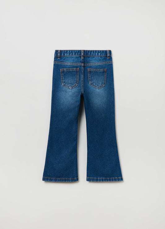 Ovs Kids Girl Flare-Fit Jeans With Embroidered Daisies