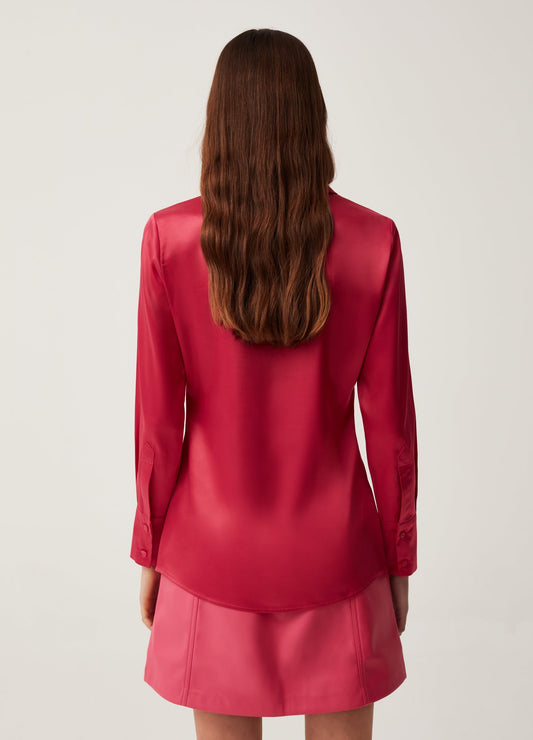 Solid Colour Satin Shirt
