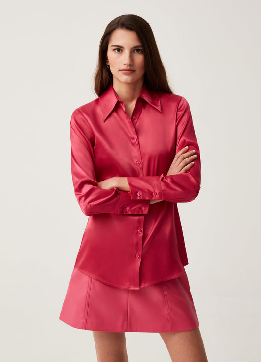 Solid Colour Satin Shirt