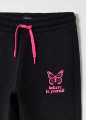 PLUSH JOGGERS WITH BUTTERFLY PRINT