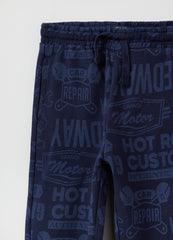 Ovs Kids Boy Fleece Joggers With Lettering Print