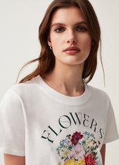 Ovs Round-Neck T-Shirt With Flower Print