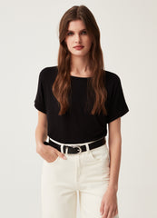 Stretch Viscose  T-Shirt With Round Neck