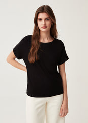 Stretch Viscose  T-Shirt With Round Neck