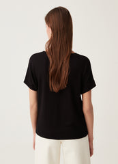 Stretch Viscose  T-Shirt With Round Neck