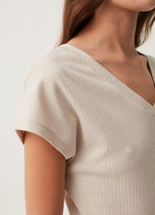 Flat ribbed T-shirt with lurex