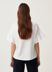 Cotton T-Shirt With Floral Embroidery