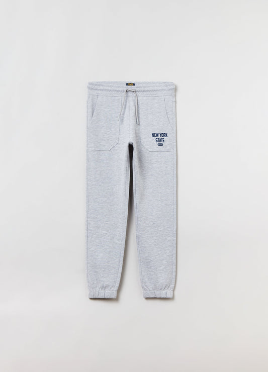 Fleece joggers with lettering print