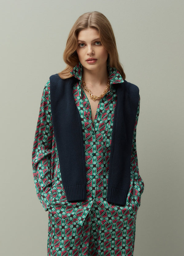 Ovs Piombo Patterned Satin Shirt