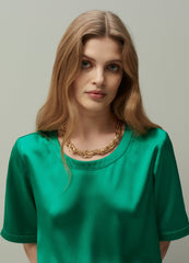 Ovs Piombo Satin Blouse With Round Neck