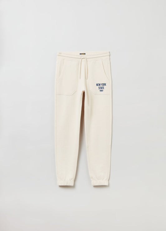 Fleece joggers with lettering print