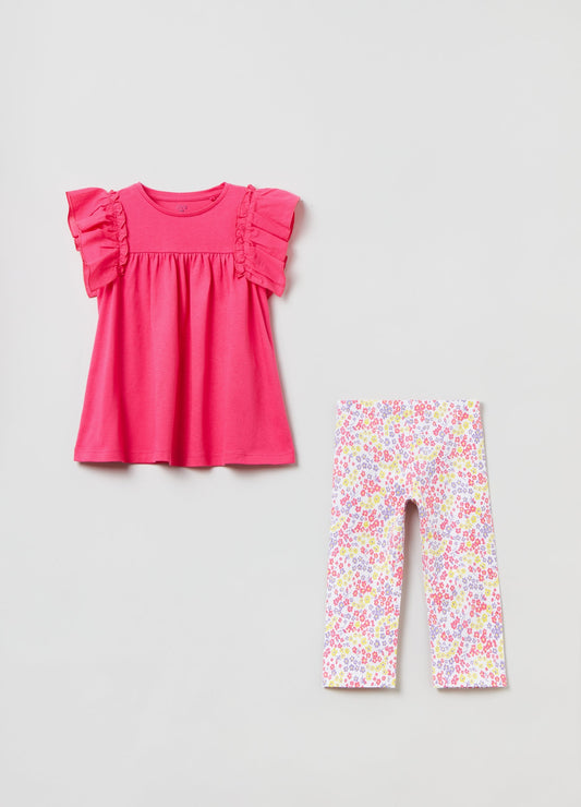 T-Shirt And Leggings Jogging Set With Print