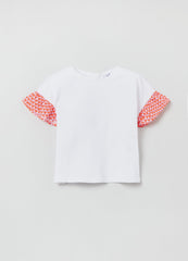 Ovs Cotton T-Shirt With Poplin Peplum