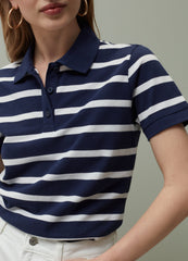 PIOMBO striped pique polo shirt