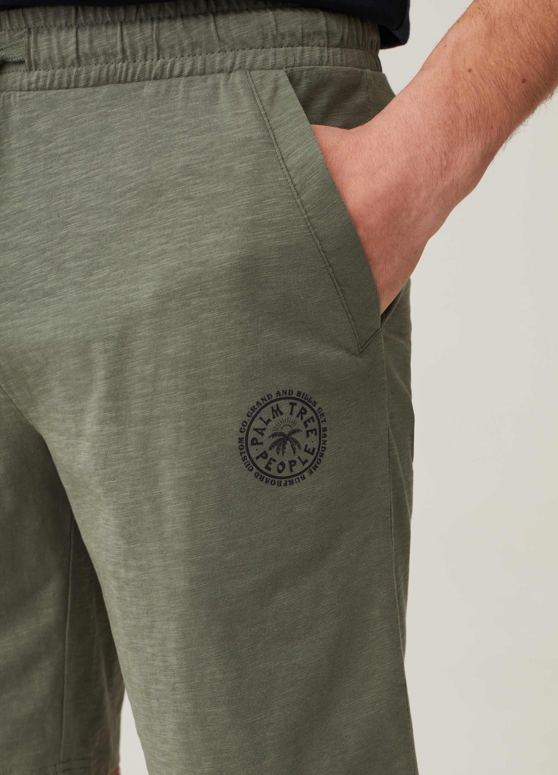 Grand&Hills Cotton Slub Bermuda Joggers With Print