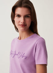 Cotton T-Shirt With Printed Lettering