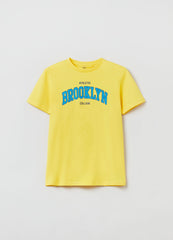 Cotton T-Shirt With Printed Lettering
