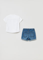 Ovs Denim Shirt And Shorts Set