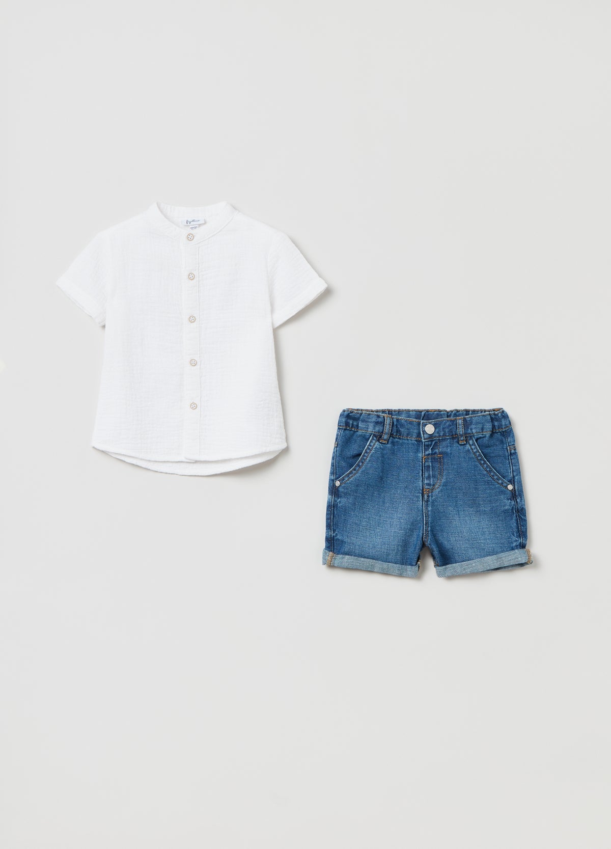 Ovs Denim Shirt And Shorts Set