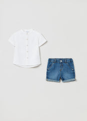 Ovs Denim Shirt And Shorts Set