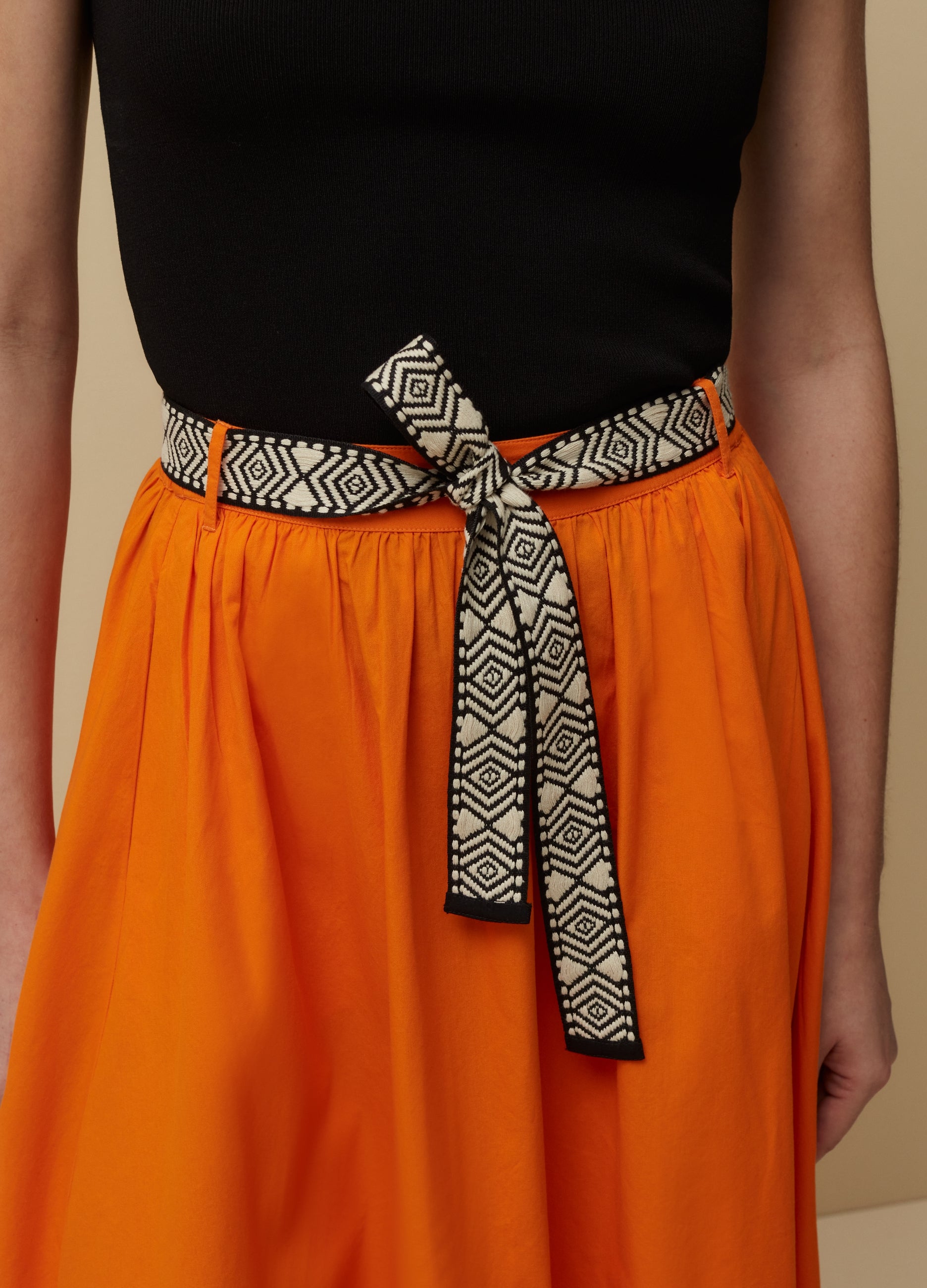 Midi Skirt With Jacquard Belt