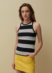 Ribbed Tank Top With Striped Pattern.