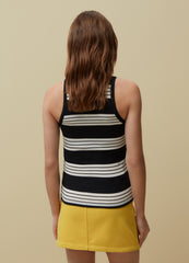 Ribbed Tank Top With Striped Pattern.