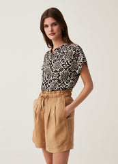 High-Rise Shorts In Linen And Viscose