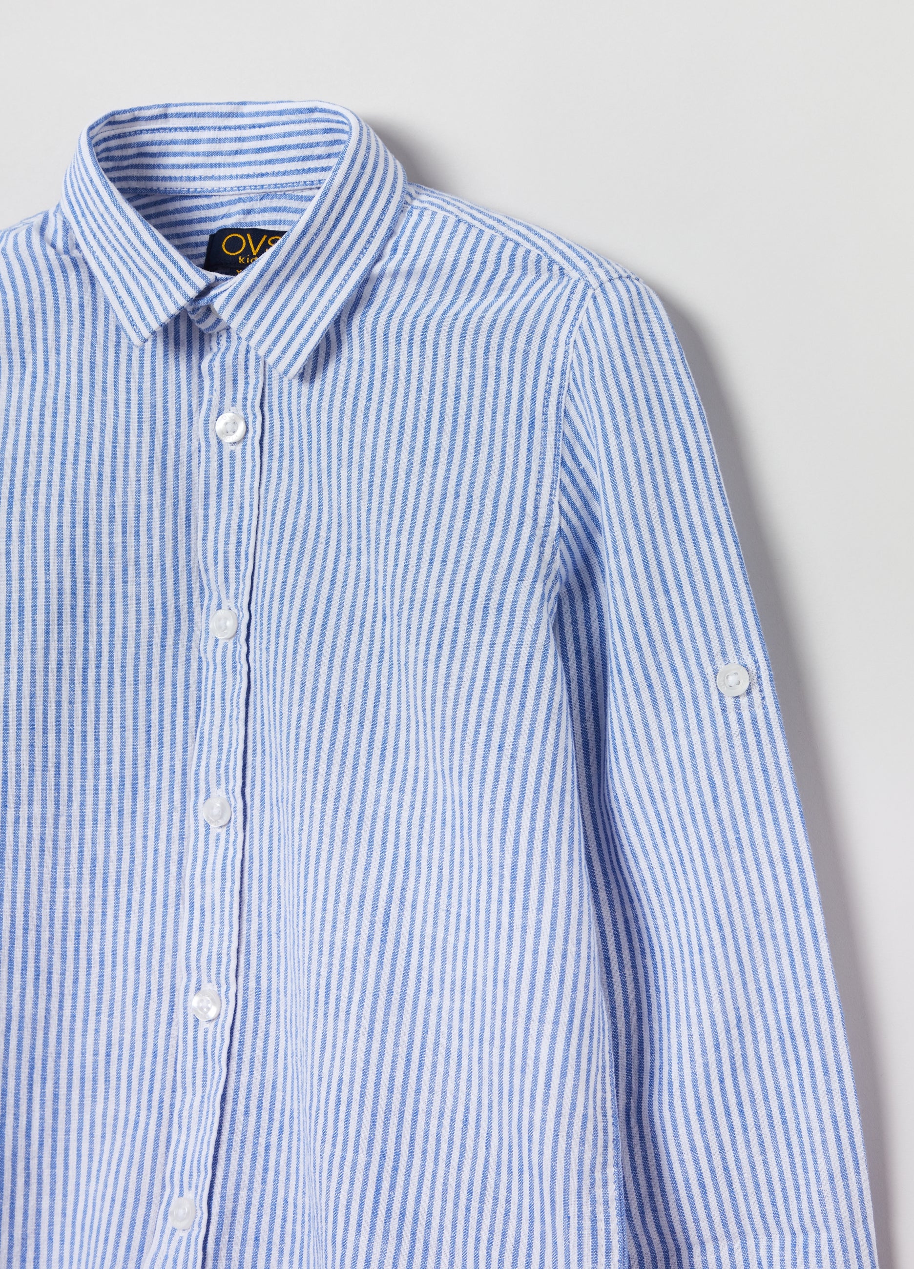 Ovs Striped Linen And Cotton Shirt