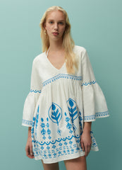 Beach Cover-Up Dress With Ethnic Embroidery