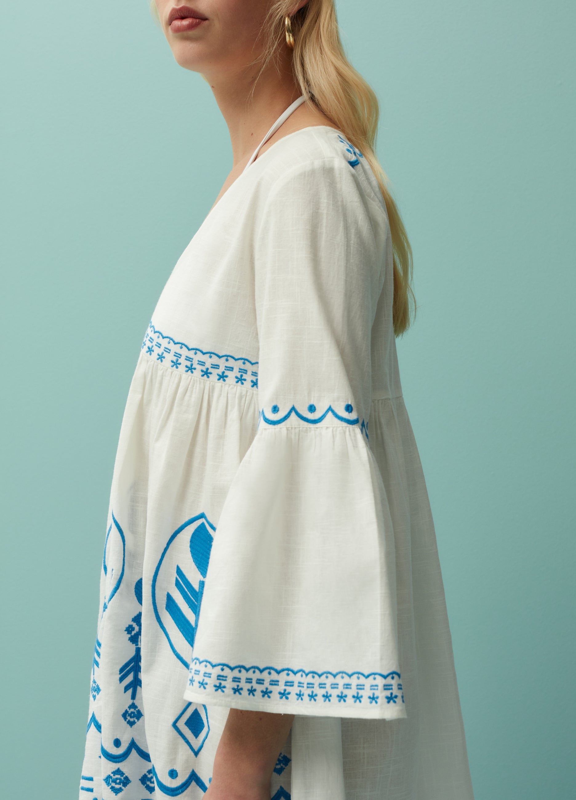 Beach Cover-Up Dress With Ethnic Embroidery