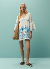 Beach Cover-Up Dress With Ethnic Embroidery