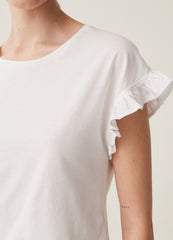 T-Shirt With Kimono Sleeves And Frills