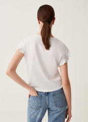 T-Shirt With Kimono Sleeves And Frills