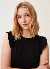 Cotton Tank Top With Frills